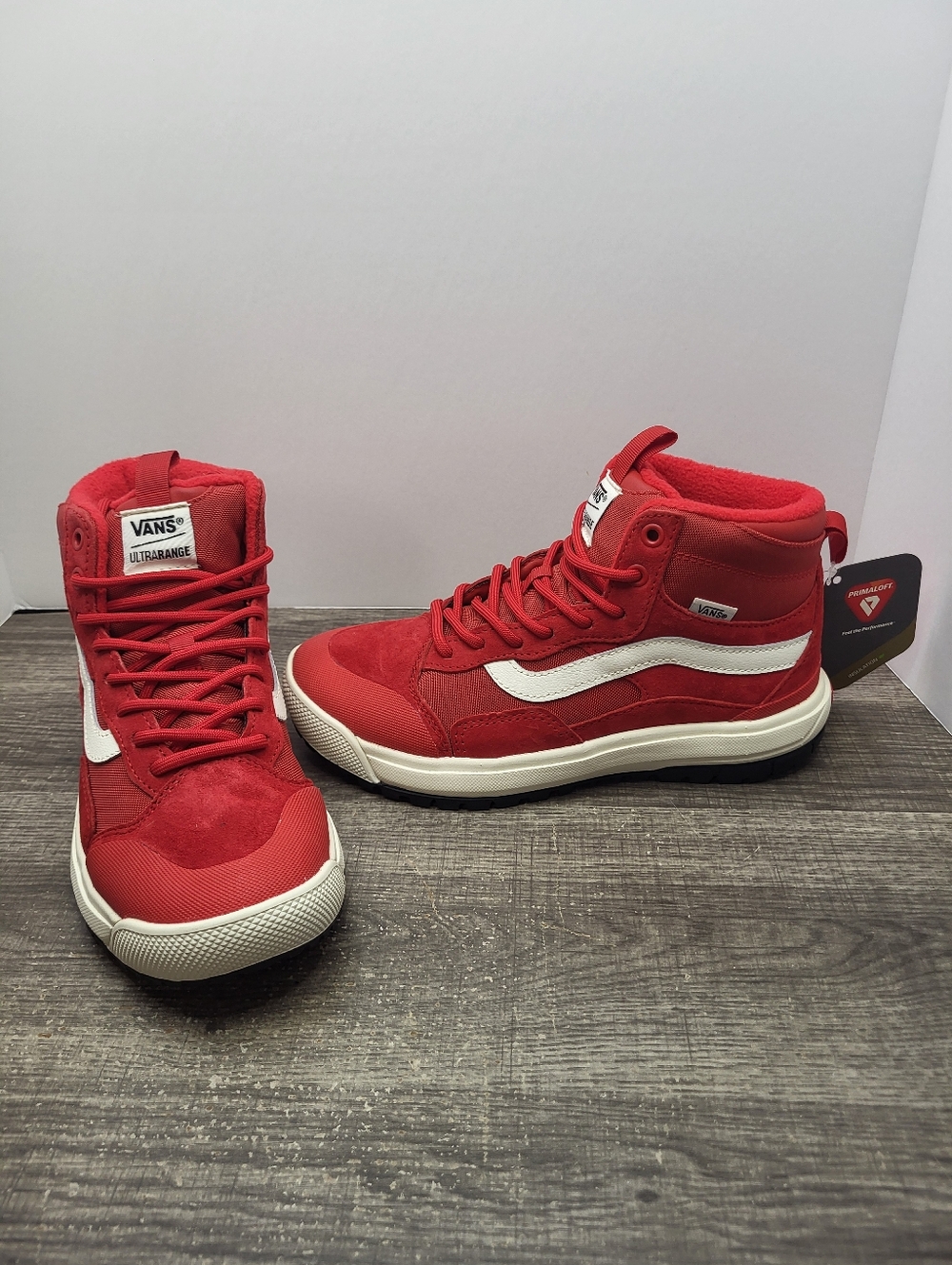 Vans Ultrarange Exo Hi Mte Red White Waterproof Insulated Shoes Women Sz 7.5 New